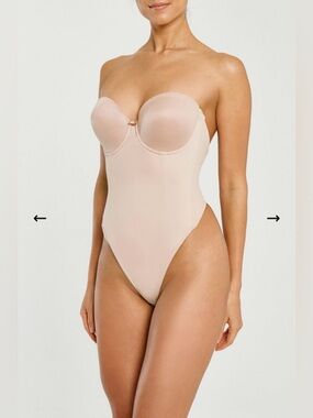 NWT Va Bien Smooth‎ Strapless Backless Thong Bodysuit Nude Sz 36C